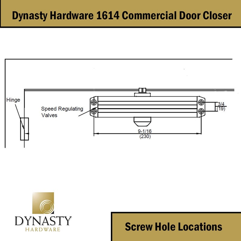 Dynasty Hardware Door Closer, Grade 1 Heavy Duty Commercial Hydraulic Closer, Self-Closing, Adjustable Spring Size 1-4, ADA Compliant, Surface Mount, Sprayed Duronotic Bronze, Series 1614 - Image 3